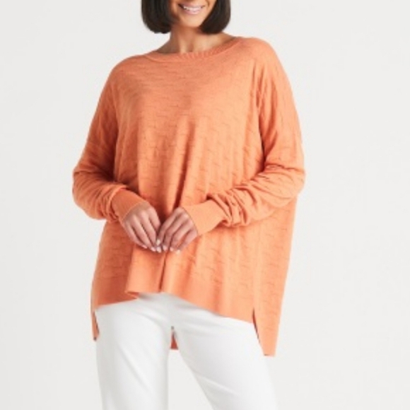 Planet By Lauren G Honeycomb Baby Pink One Size Oversized Knit Sweater - Picture 8 of 8